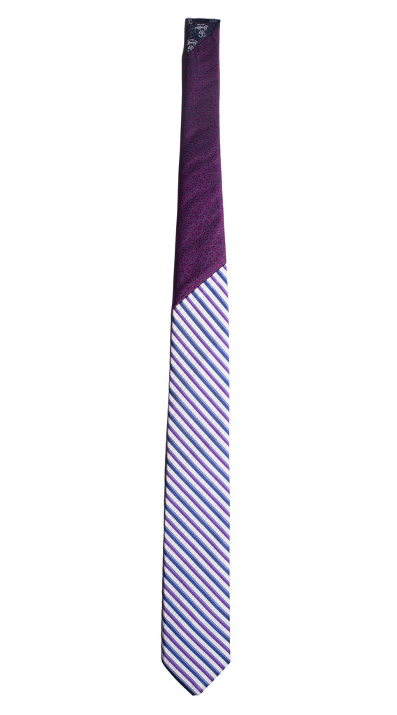 Cravatta Regimental Multicolor Nodo in Contrasto Viola a Fiori Fucsia Made in Italy Graffeo Cravatte Intera