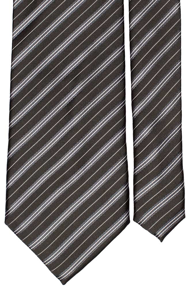 Cravatta Regimental Uomo per Cerimonia di Seta Nera Bianco Grigio Made in Italy Graffeo Cravatte Pala