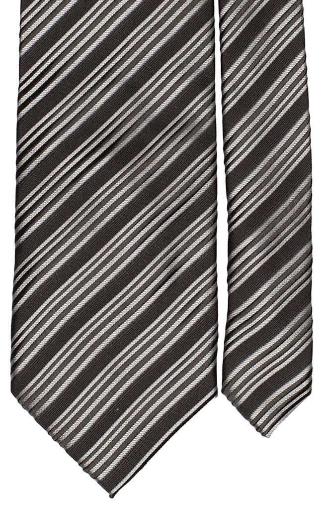 Cravatta Regimental Uomo per Cerimonia di Seta Nera Grigio Chiaro Made in Italy Graffeo Cravatte Pala