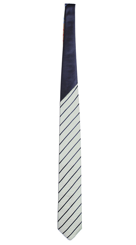 Cravatta Regimental Verde Righe Blu Nodo a Contrasto Blu Tinta Unita Made in italy Graffeo Cravatte Intera