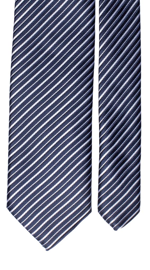 Cravatta Regimental da Cerimonia di Seta Blu Bianca Made in Italy graffeo Cravatte Pala