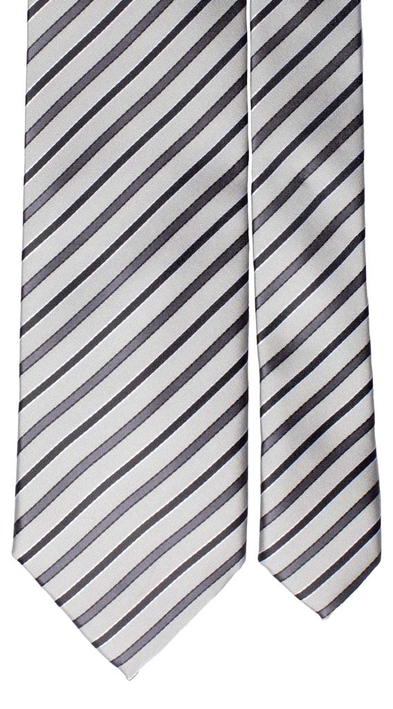 Cravatta Regimental da Cerimonia di Seta Grigia Nera Bianca Made in Italy graffeo Cravatte Pala