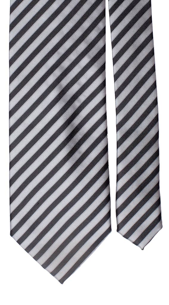 Cravatta Regimental da Cerimonia di Seta Grigia Nera Made in Italy graffeo Cravatte pala