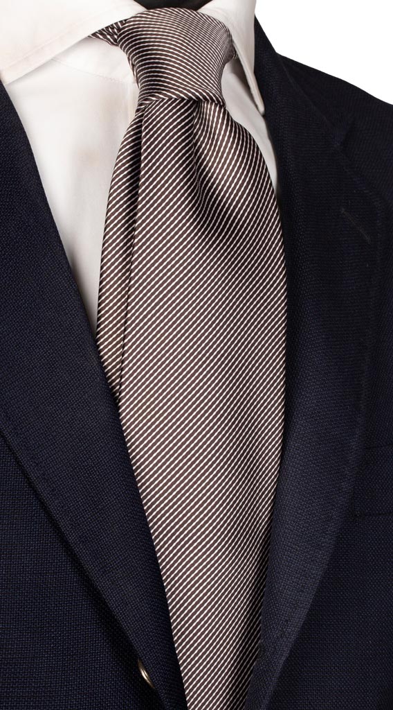 Cravatta Regimental da Cerimonia di Seta Nera Bianca Made in Italy Graffeo Cravatte