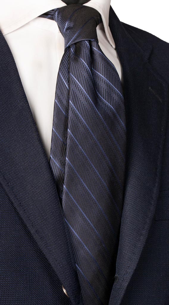 Cravatta Regimental di Blu Righe Blu Avio Made in Italy graffeo Cravatte
