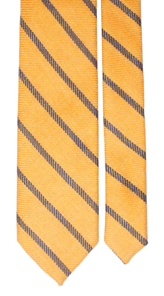Cravatta Regimental di Cashmere Arancione Righe Blu Made in Italy graffeo Cravatte Pala