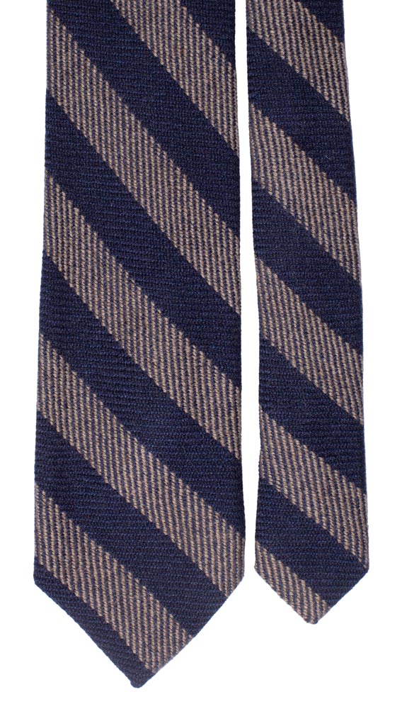 Cravatta Regimental di Cashmere Blu Beige Made in Italy Graffeo Cravatte Pala