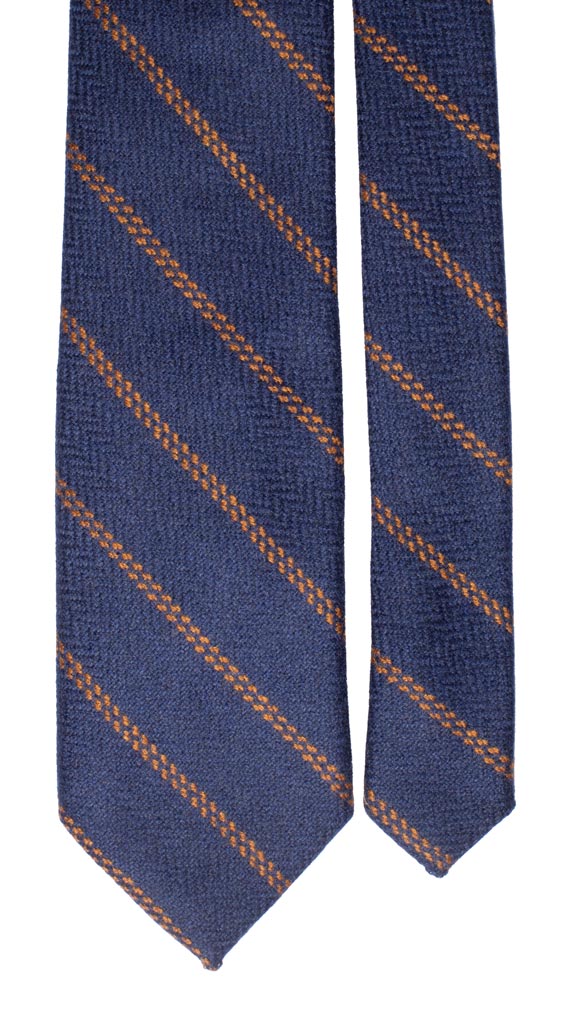 Cravatta Regimental di Cashmere Blu Righe Arancione Made in Italy Graffeo Cravatte Pala