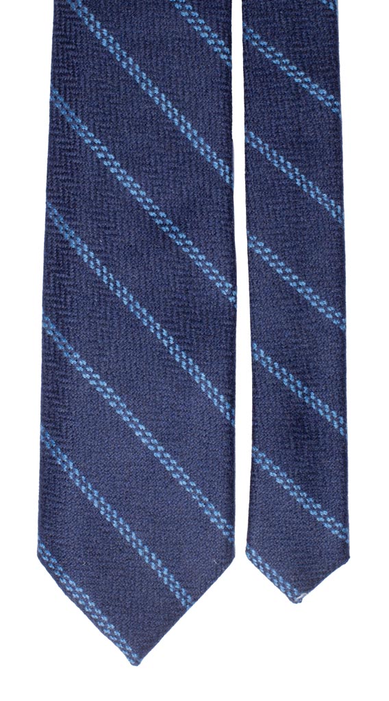 Cravatta Regimental di Cashmere Blu Righe Azzurra Made in Italy Graffeo Cravatte Pala