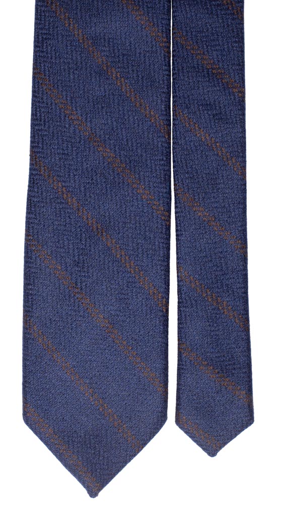Cravatta Regimental di Cashmere Blu Righe Marrone Made in Italy Graffeo Cravatte Pala