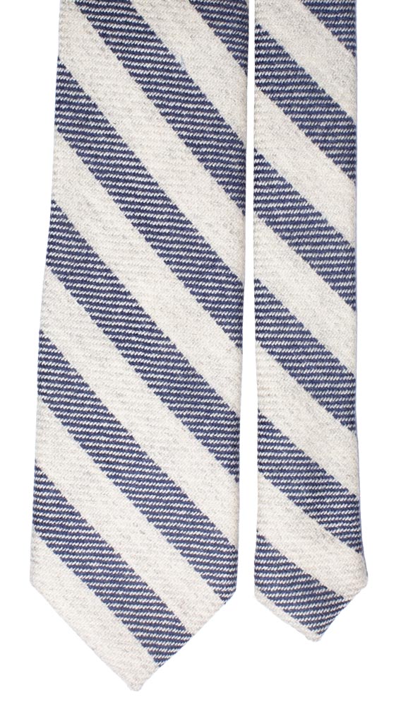 Cravatta Regimental di Cashmere Righe Grigio chiaro Blu Made in Italy Graffeo Cravatte Pala