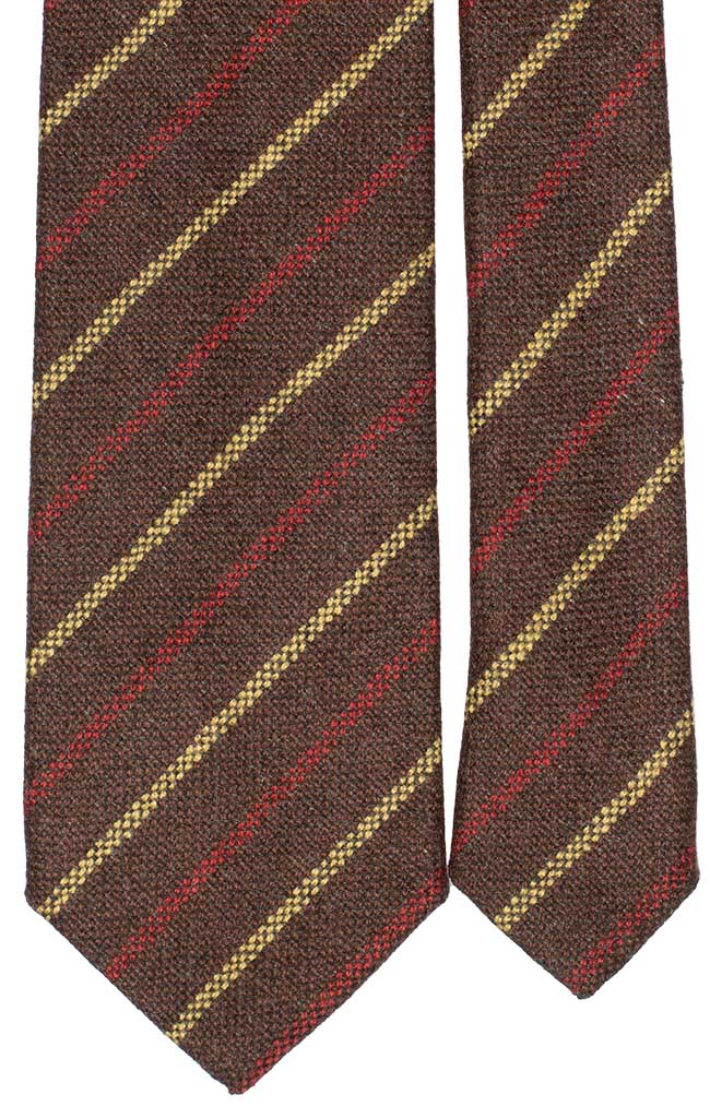 Cravatta Regimental di Cashmere Marrone Rosso Gialla Made in Italy Graffeo Cravatte Pala