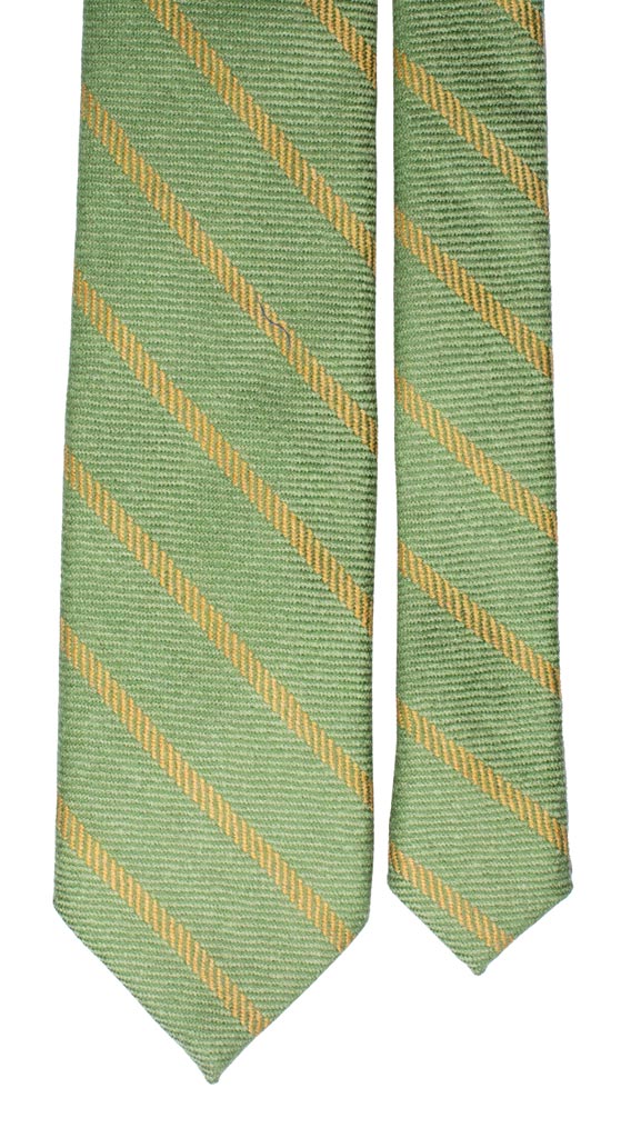 Cravatta Regimental di Cashmere Verde Righe Arancione Made in Italy graffeo Cravatte Pala
