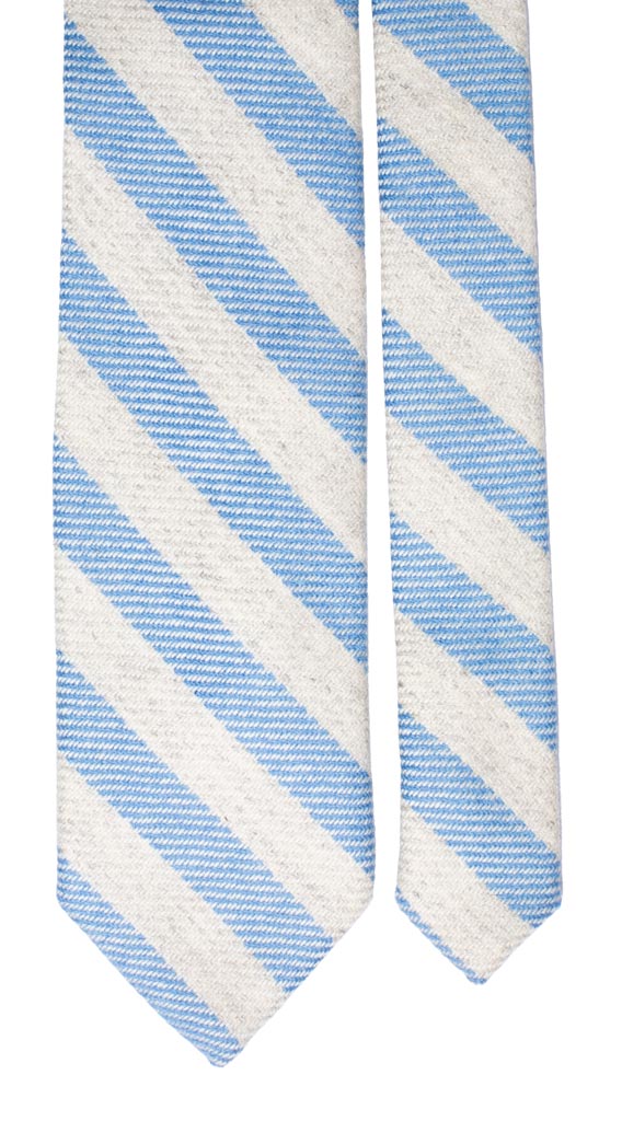 Cravatta Regimental di Cashmere Righe Azzurre Grigio chiaro Made in Italy Graffeo Cravatte Pala