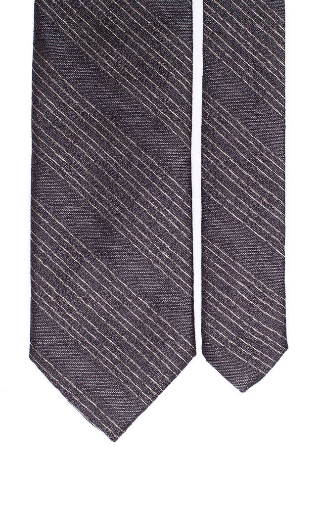 Cravatta Regimental di Lana Blu Scuro Grigio con Righe Bianche Made in Italy Graffeo Cravatte Pala