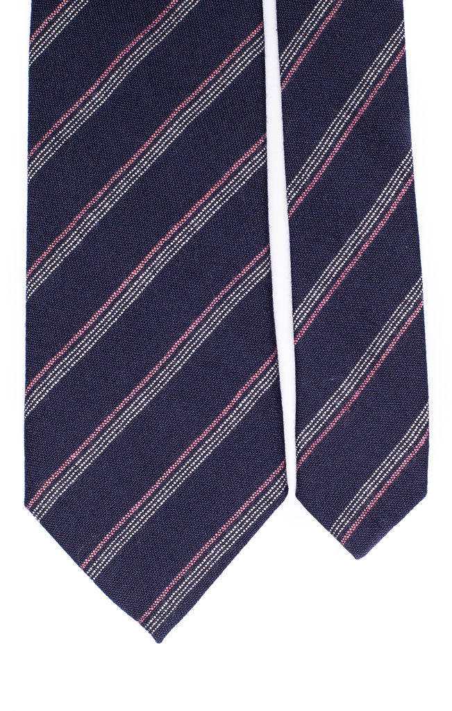 Cravatta Regimental di Lana Blu Rosa Bianco Made in Italy Graffeo Cravatte Pala