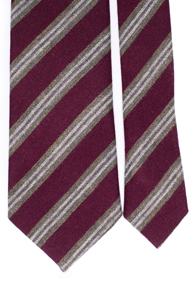 Cravatta Regimental di Lana Bordeaux Verde Grigia Made in Italy Graffeo Cravatte Pala