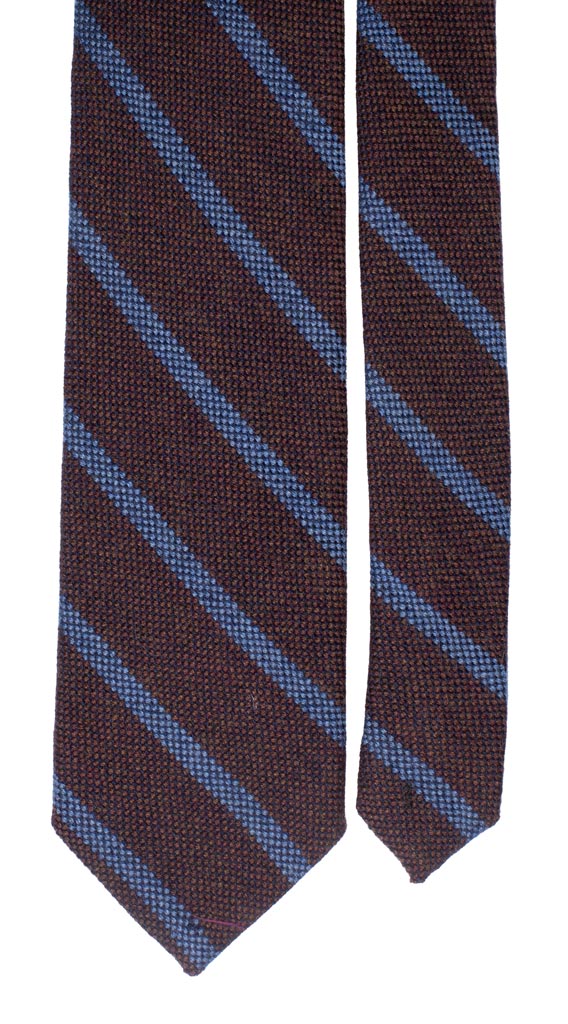 Cravatta Regimental di Lana Marrone Righe Celeste Made in Italy graffeo Cravatte Pala