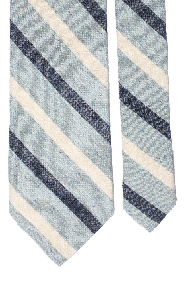 Cravatta Regimental di Lino Carta da Zucchero Blu Bianca Made in Italy graffeo Cravatte Pala