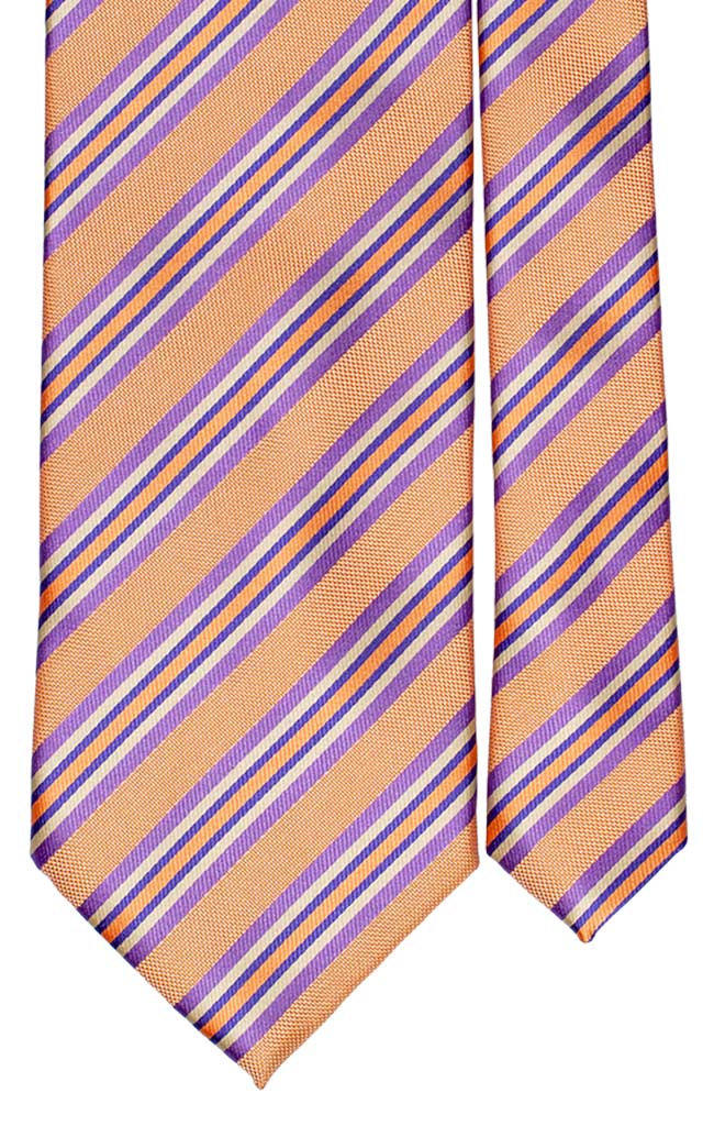 Cravatta Regimental di Seta Arancione Viola Bianco Made in Italy Graffeo Cravatte Pala