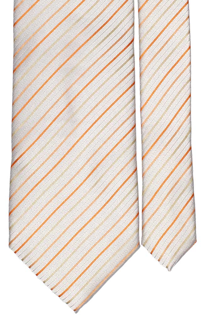 Cravatta Regimental di Seta Avorio Arancione Grigio Made in Italy Graffeo Cravatte Pala