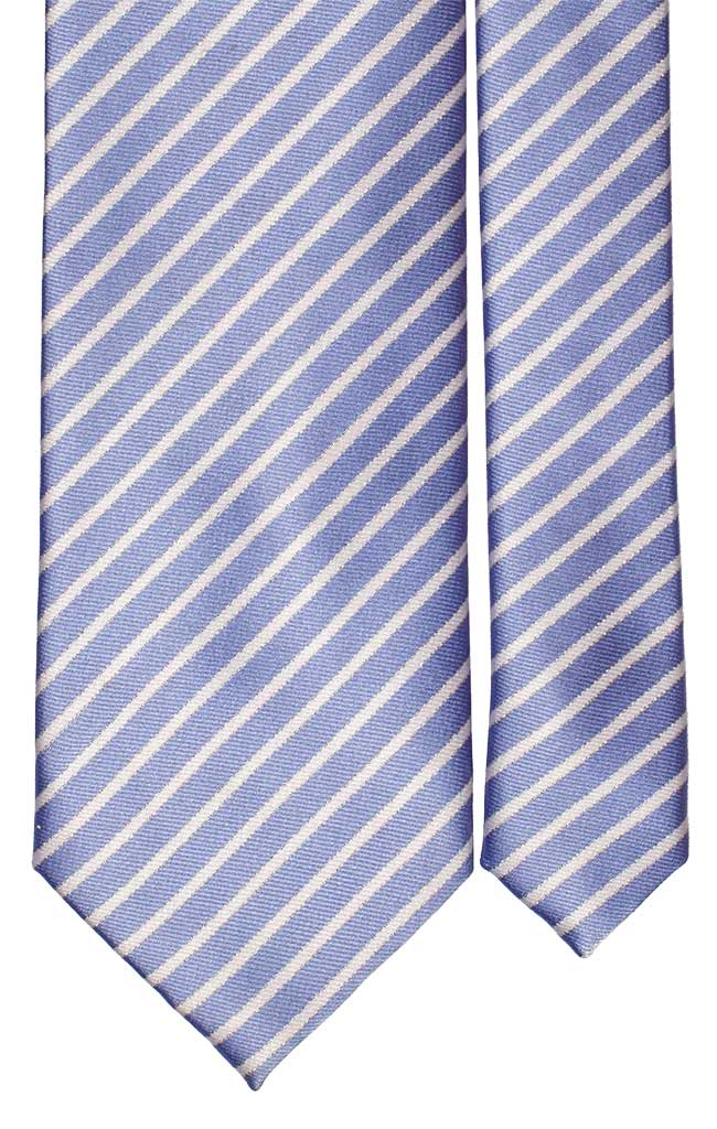 Cravatta Regimental di Seta Azzurra Bianco Made in Italy Graffeo Cravatte Pala