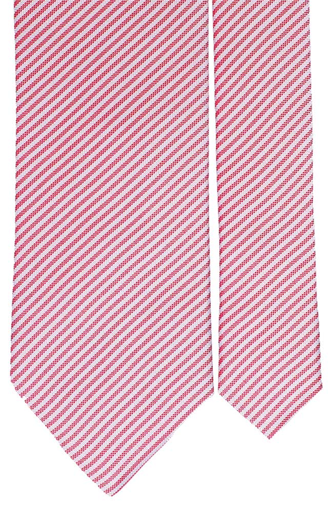 Cravatta Regimental di Seta Bianca Rossa Made in Italy Graffeo Cravatte