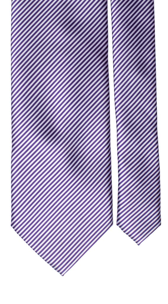 Cravatta Regimental di Seta Bianca Viola Made in Italy graffeo Cravatte Pala