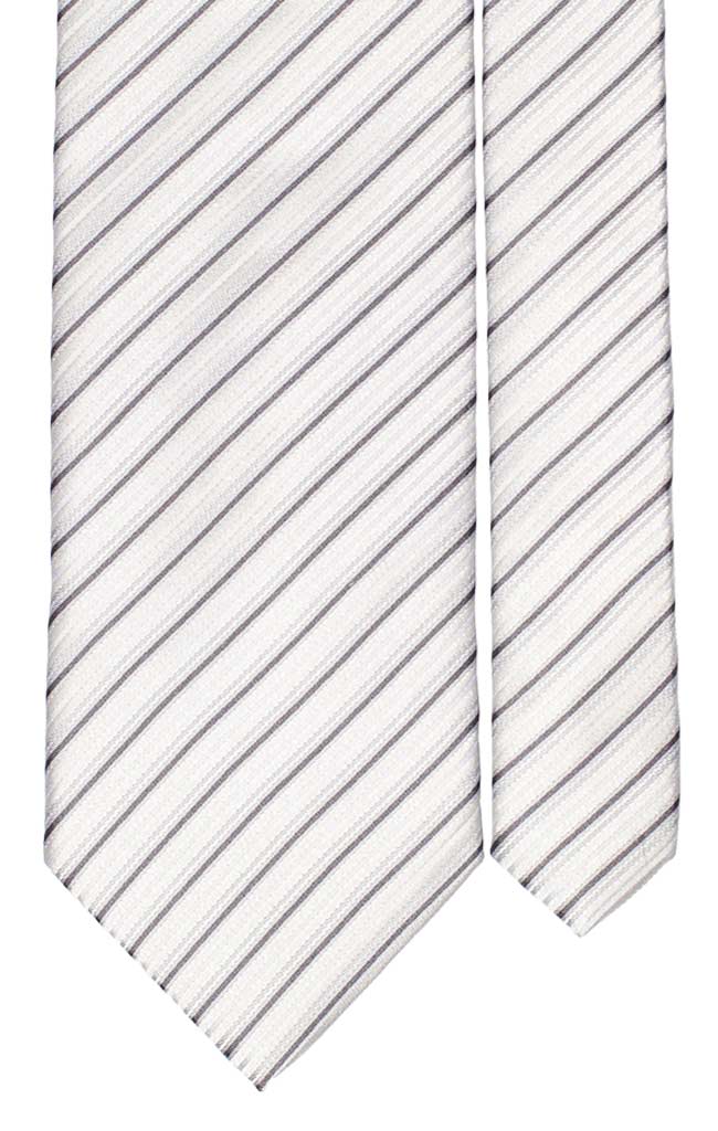 Cravatta Regimental di Seta Bianco Grigio Made in Italy Graffeo Cravatte Pala