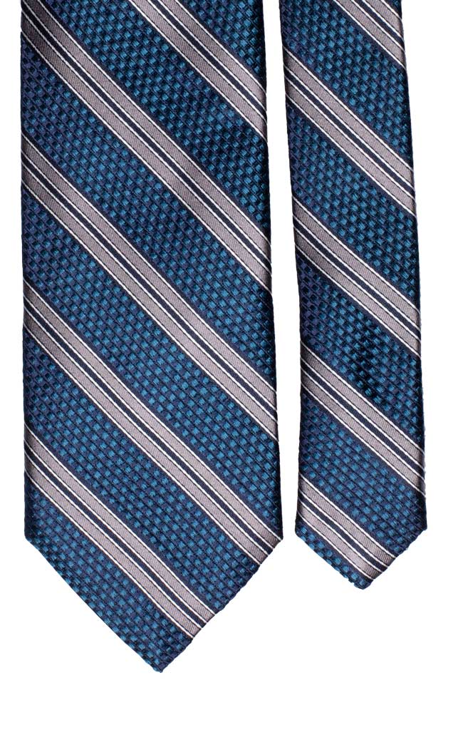 Cravatta Regimental di Seta Blu Avio Grigio Made in Italy Graffeo Cravatte Pala