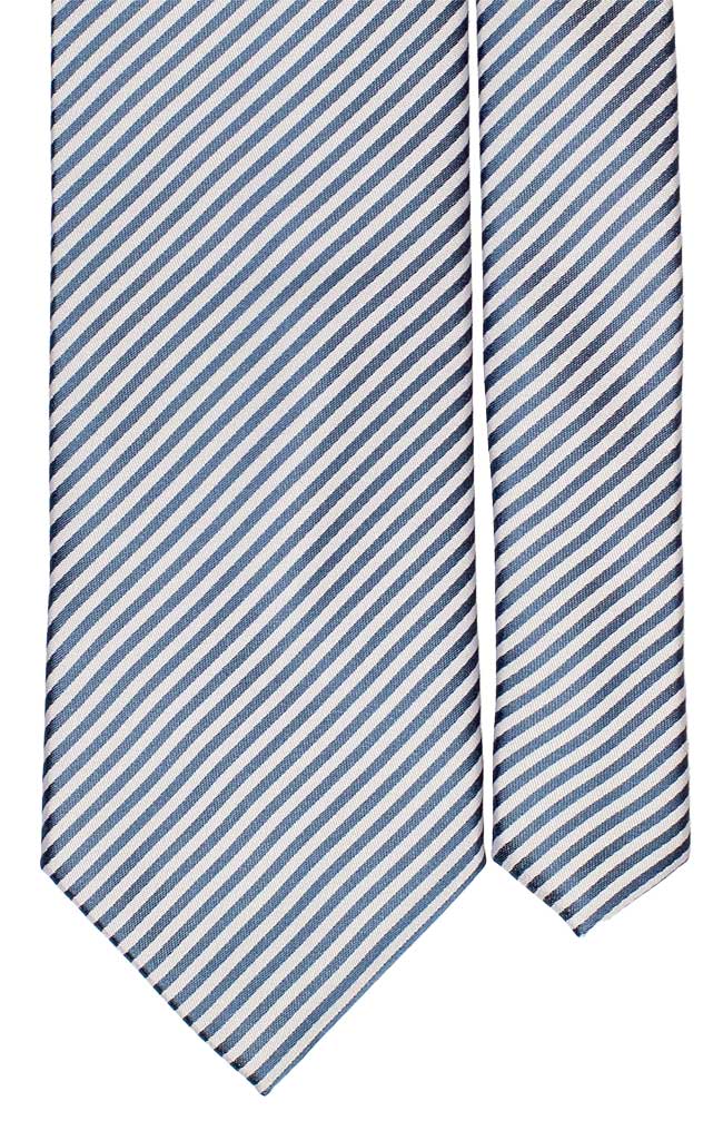 Cravatta Regimental di Seta Blu Bianco Made in Italy Graffeo Cravatte Pala