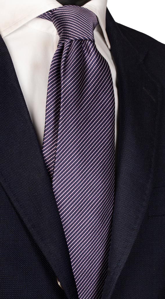 Cravatta Regimental di Seta Blu Bianco Viola Made in Italy graffeo Cravatte