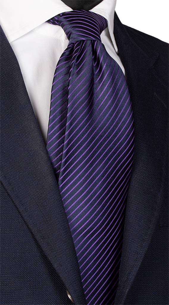 Cravatta Regimental di Seta Blu Fucsia Made in Italy Graffeo Cravatte