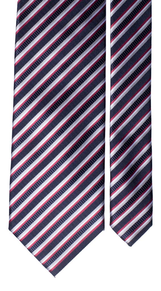 Cravatta Regimental di Seta Righe Blu Grigio Bordeaux Made in Italy graffeo Cravatte Pala