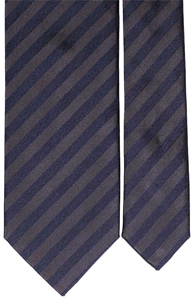 Cravatta Regimental di Seta Blu Grigio Scuro Made in Italy Graffeo Cravatte Pala