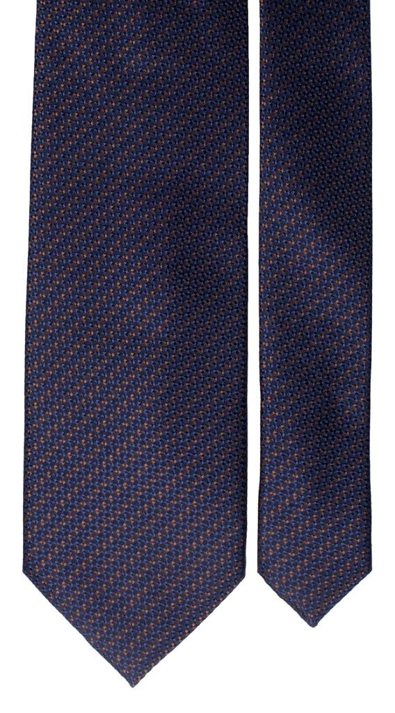 Cravatta Regimental di Seta Righe Blu Marrone Tono su Tono Made in Italy graffeo Cravatte Pala