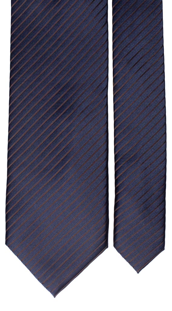 Cravatta Regimental di Seta Blu Marrone Made in Italy graffeo Cravatte Pala