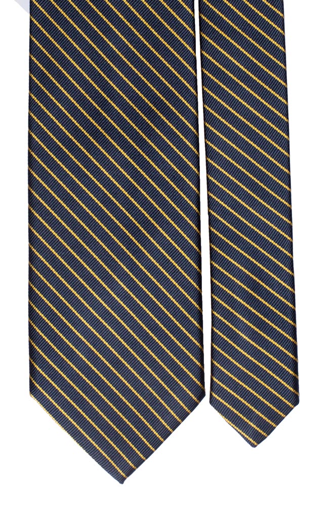 Cravatta Regimental di Seta Blu Righe Gialle 6334