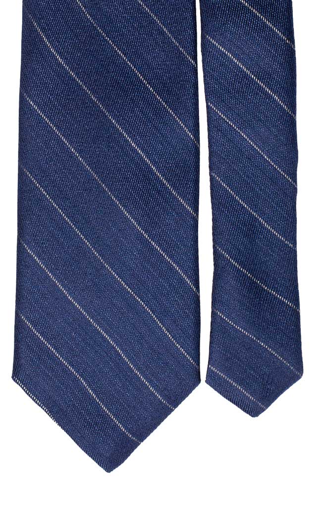 Cravatta Regimental di Seta Blu Righe Grigio Chiaro Made in Italy Graffeo Cravatte Pala