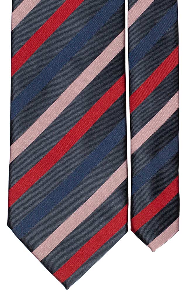 Cravatta Regimental di Seta Blu Rosso Rosa Made in Italy Graffeo Cravatte Pala