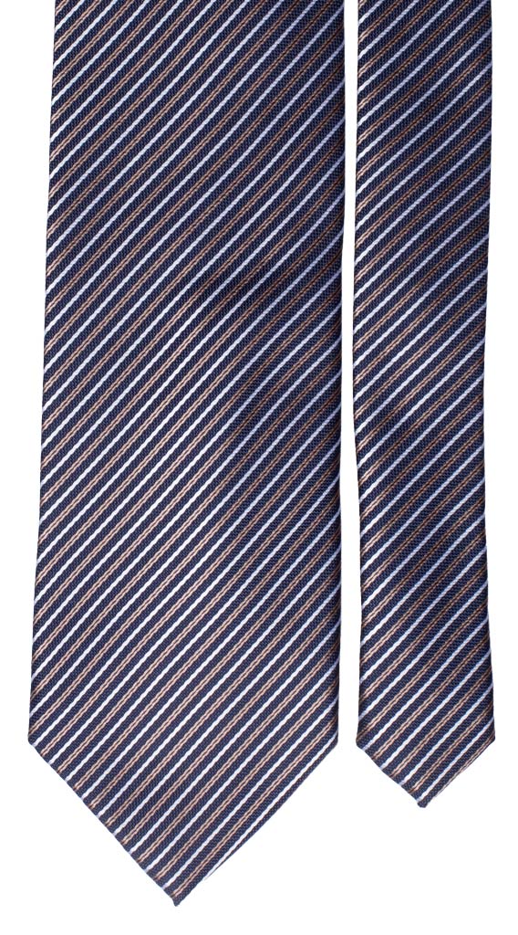 Cravatta Regimental di Seta Blu Tortora Bianco Made in Italy graffeo Cravatte Pala