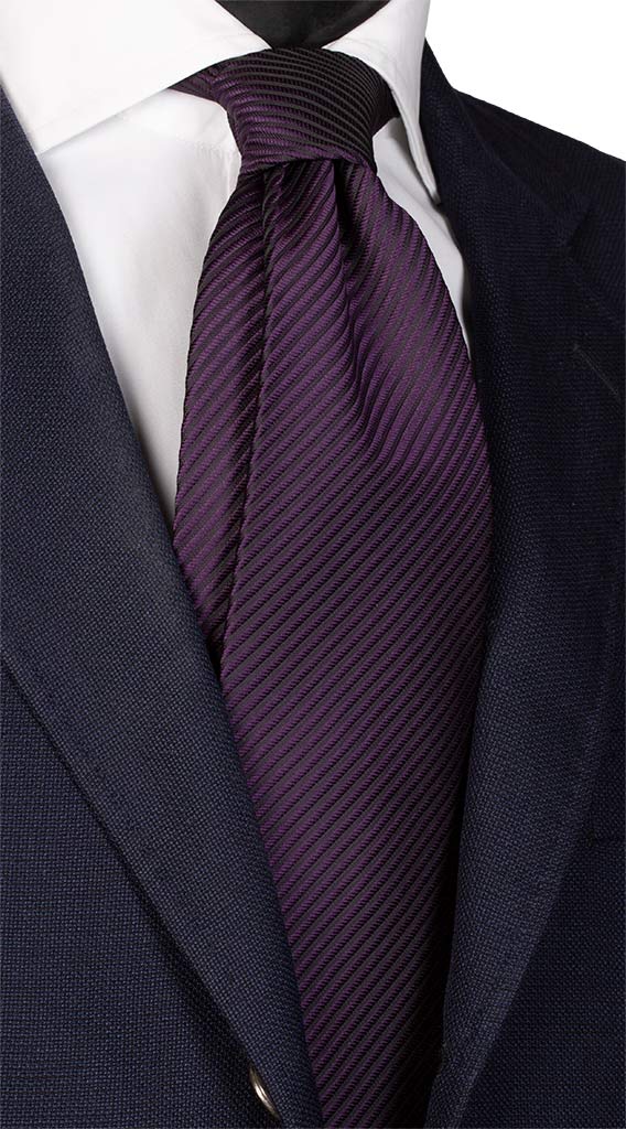 Cravatta Regimental di Seta Blu Viola Made in Italy Graffeo Cravatte