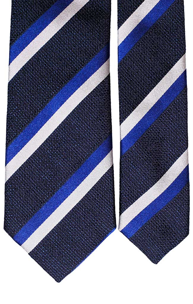 Cravatta Regimental di Seta Blu con Righe Bianco Bluette Made in Italy Graffeo Cravatte Pala