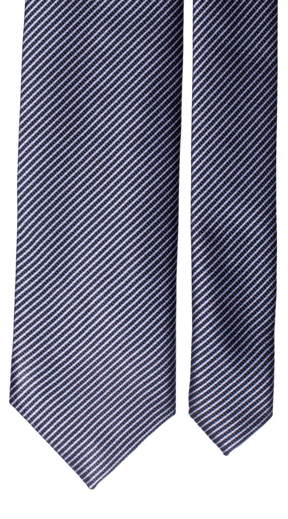 Cravatta Regimental di Seta Blu Notte Celeste Bianco Made in Italy Graffeo Cravatte Pala