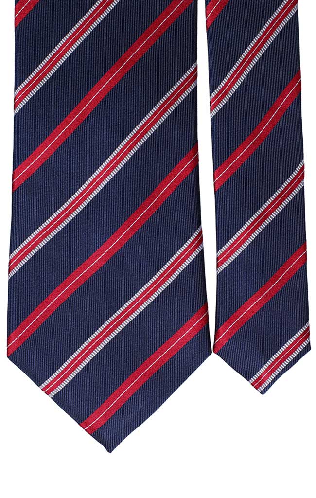 Cravatta Regimental di Seta Blu Rossa Grigio Chiaro Made in italy Graffeo Cravatte Pala
