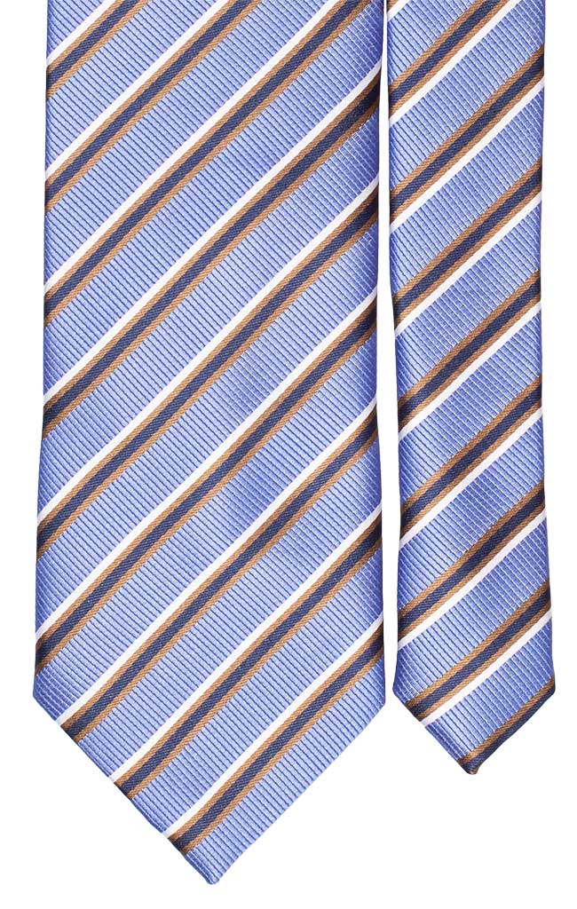 Cravatta Regimental di Seta Bluette Marrone Blu Bianco Made in Italy Graffeo Cravatte Pala