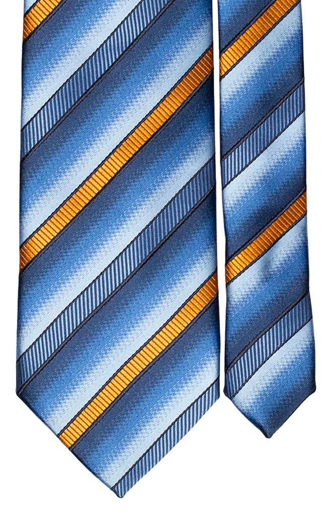 Cravatta Regimental di Seta Celeste Blu Arancione Made in Italy Graffeo Cravatte Pala