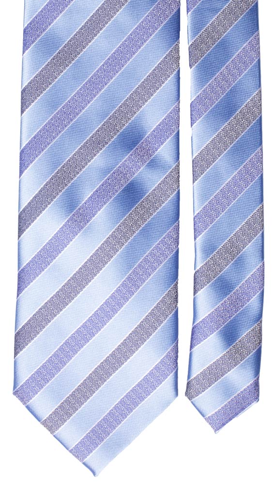 Cravatta Regimental di Seta Celeste Blu Bianco Made in Italy graffeo Cravatte Pala