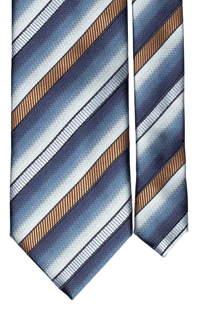 Cravatta Regimental di Seta Celeste Blu Marrone Made in Italy Graffeo Cravatte Pala