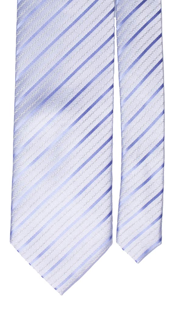 Cravatta Regimental di Seta Celeste Ghiaccio Grigio Argento Lurex Made in Italy graffeo Cravatte Pala